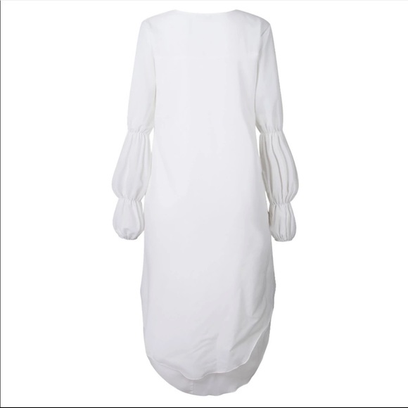 1 Left! White High Low Hem Layered Caped Blouse - Picture 4 of 8